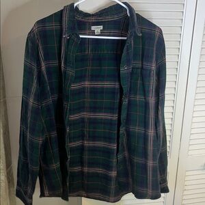 L.L. Bean Dark Green and Navy Plaid Buttondown Shirt